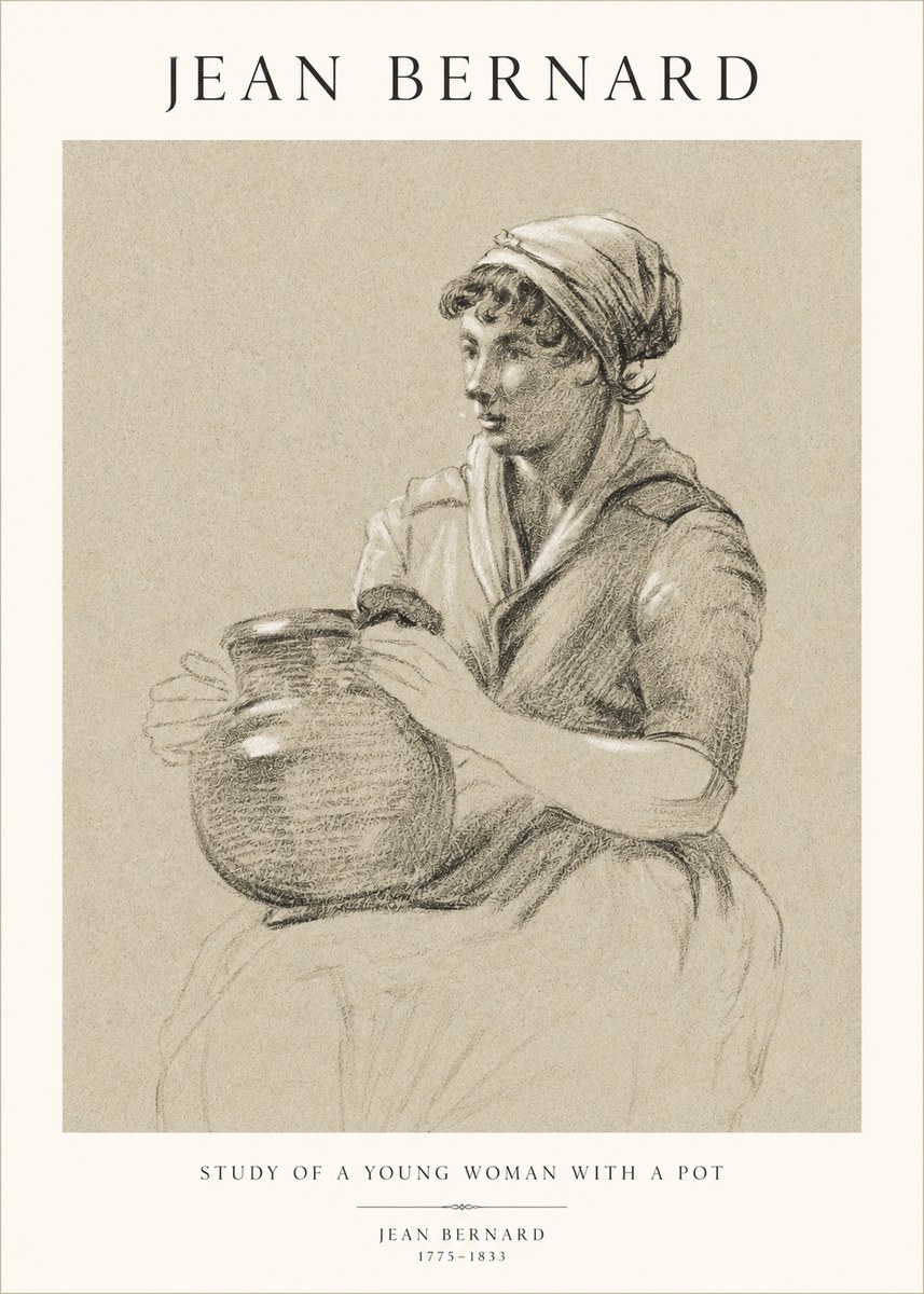 Jean Bernard Study of a Young Woman with a Pot No1 - Póster