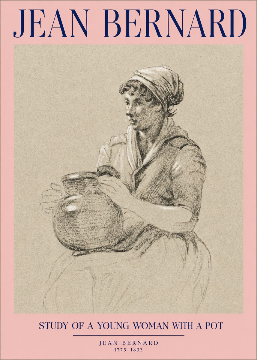 Jean Bernard Study of a Young Woman with a Pot No2 - Póster