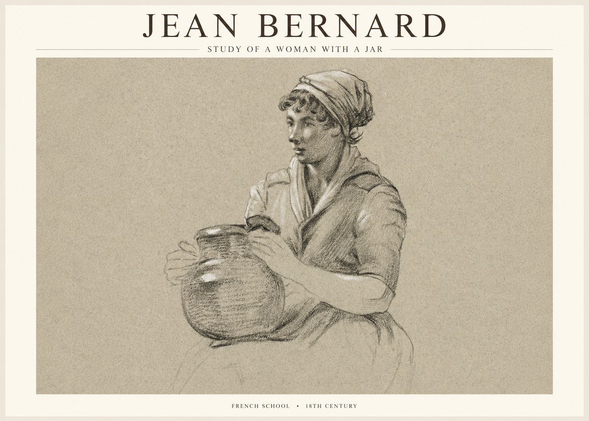 Jean Bernard Study of a Young Woman with a Pot No5 - Póster