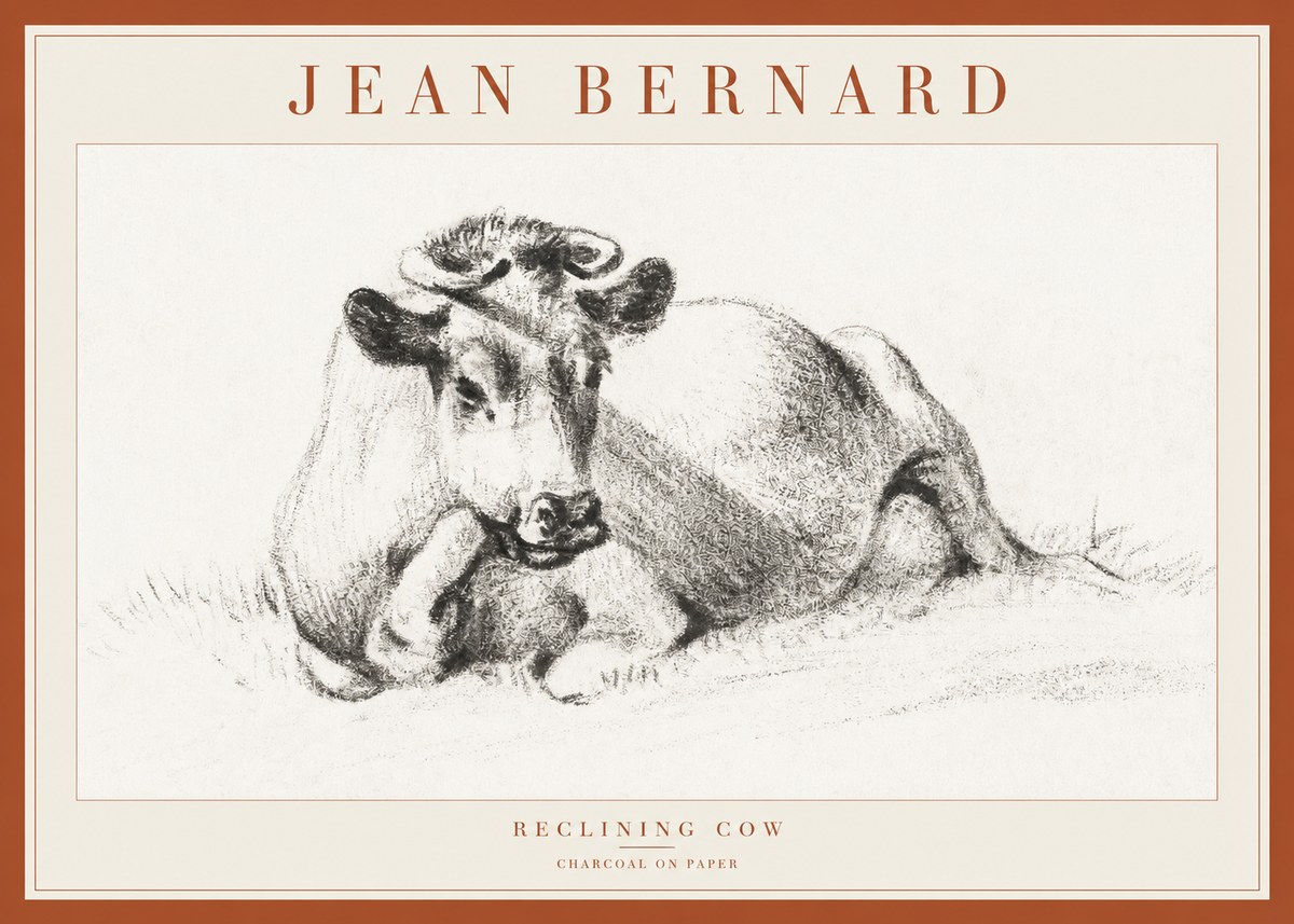 Jean Bernard Reclining Cow I No1 - Póster
