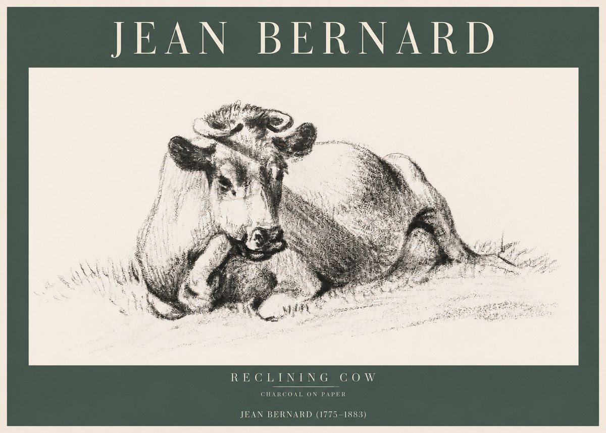 Jean Bernard Reclining Cow I No2 - Póster