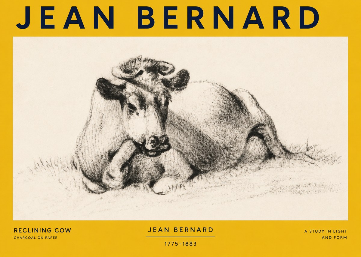 Jean Bernard Reclining Cow I No3 - Póster