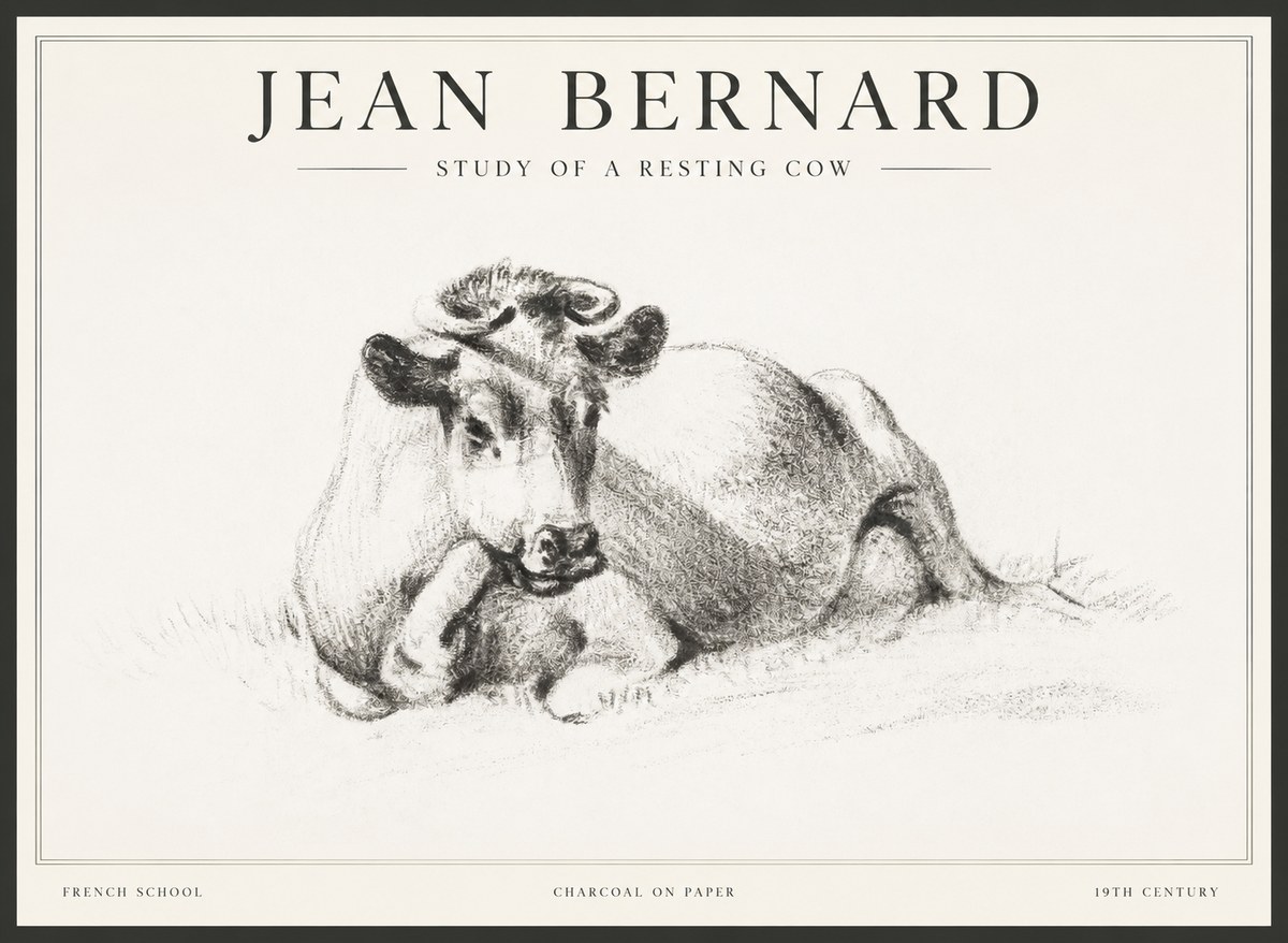 Jean Bernard Reclining Cow I No5 - Póster
