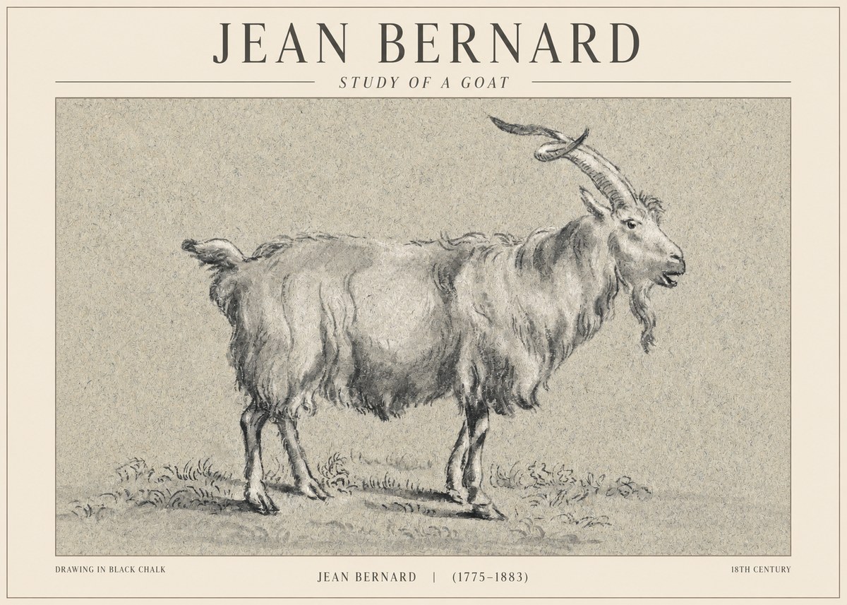 Jean Bernard Study of a Goat II No1 - Póster