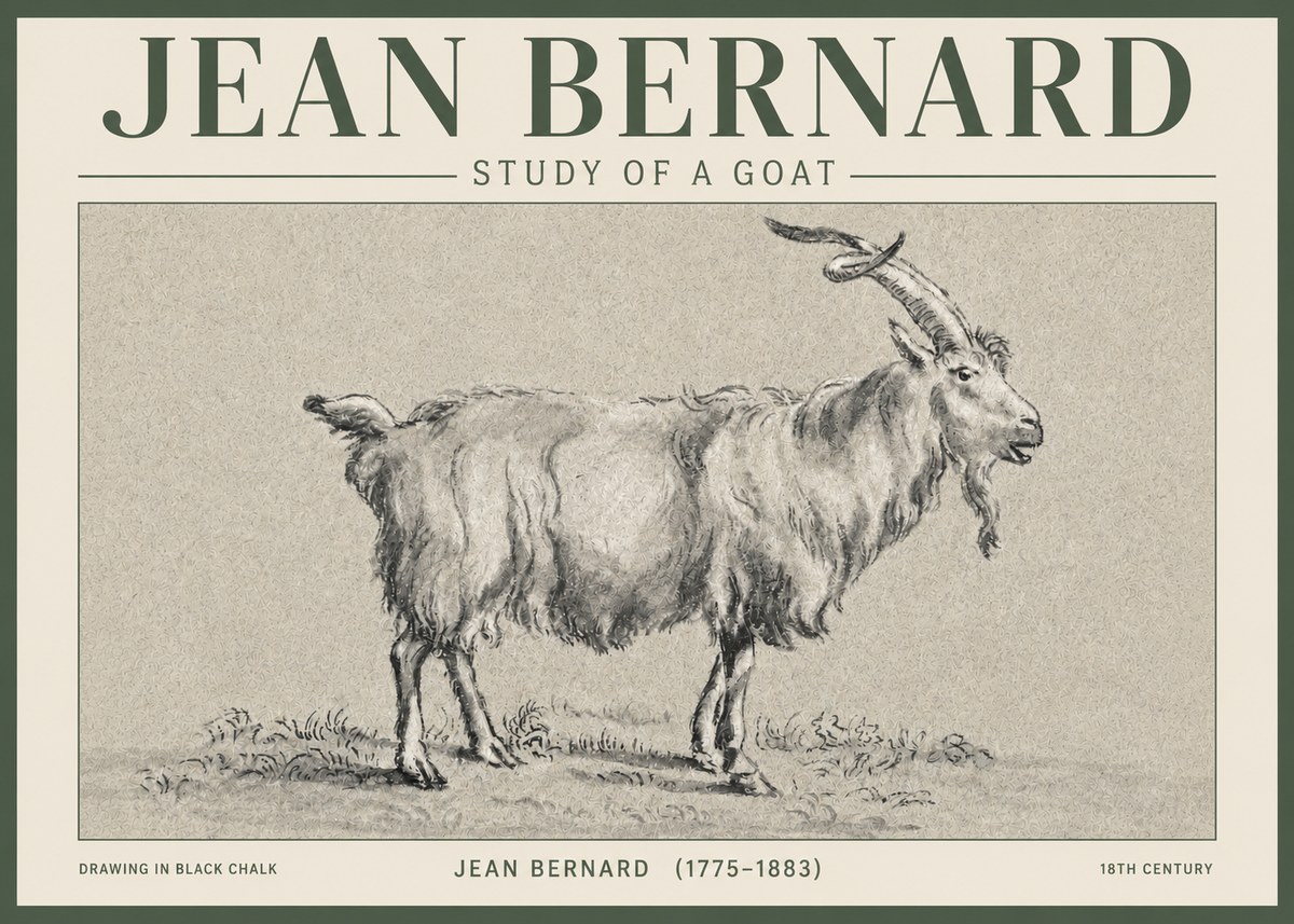 Jean Bernard Study of a Goat II No3 - Póster