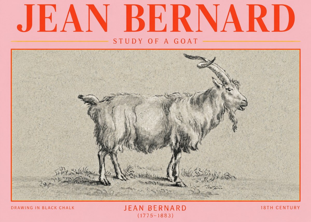 Jean Bernard Study of a Goat II No4 - Póster