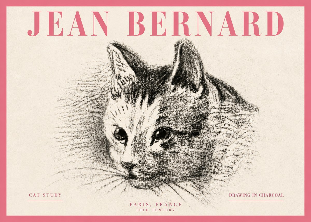 Jean Bernard Cat Study III No5 - Póster