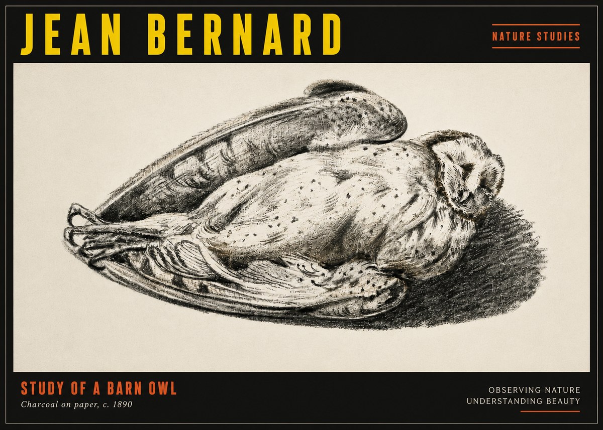 Jean Bernard Sleeping Owl No5 - Póster