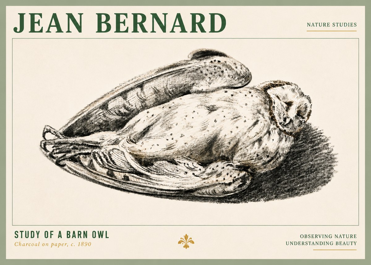 Jean Bernard Sleeping Owl No6 - Póster