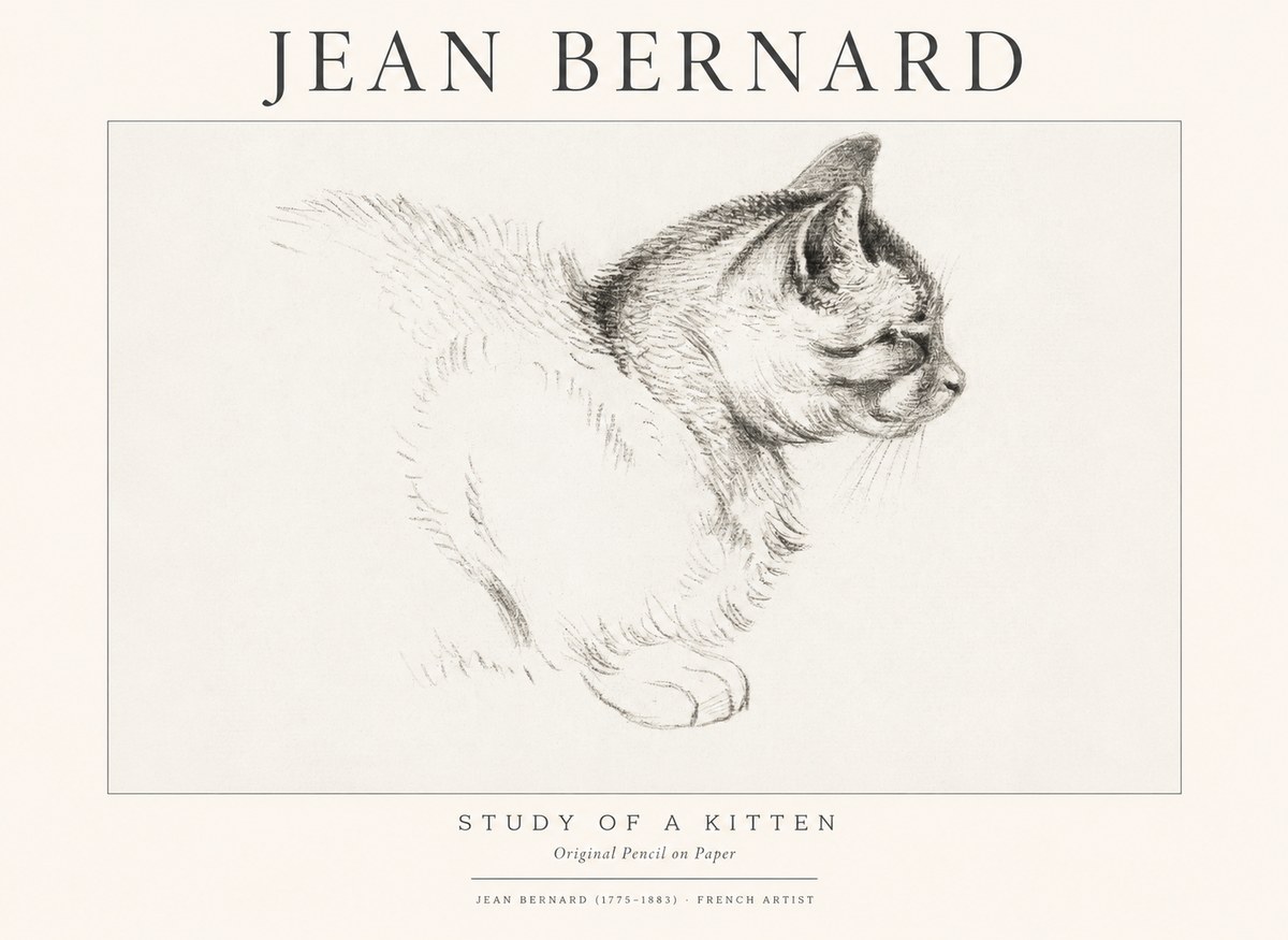 Jean Bernard Study of a Kitten II No1 - Póster