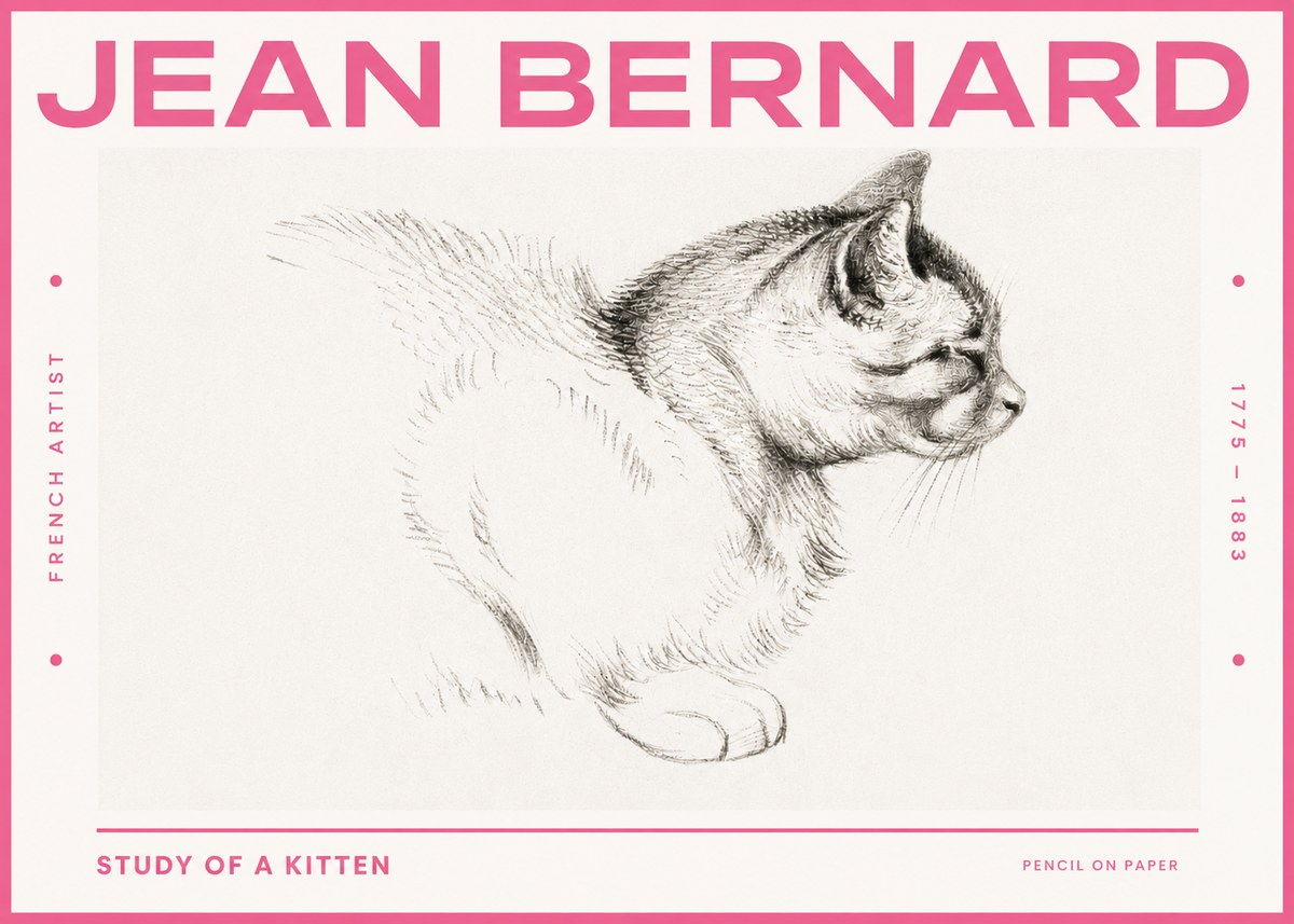 Jean Bernard Study of a Kitten II No3 - Póster