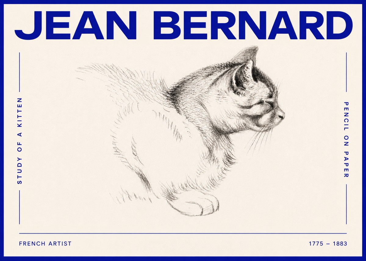 Jean Bernard Study of a Kitten II No4 - Póster