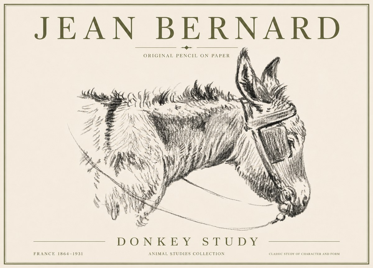 Jean Bernard Donkey Study II No6 - Póster