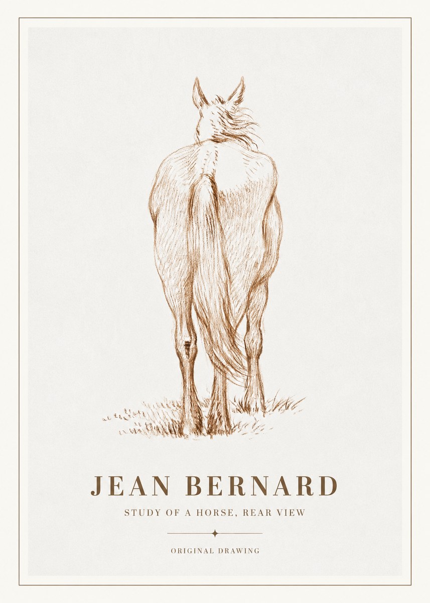 Jean Bernard Study of a Horse, Rear View No2 - Póster