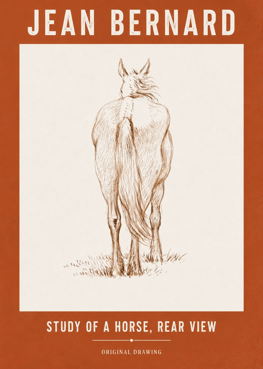 Jean Bernard Study of a Horse, Rear View No3 - Póster
