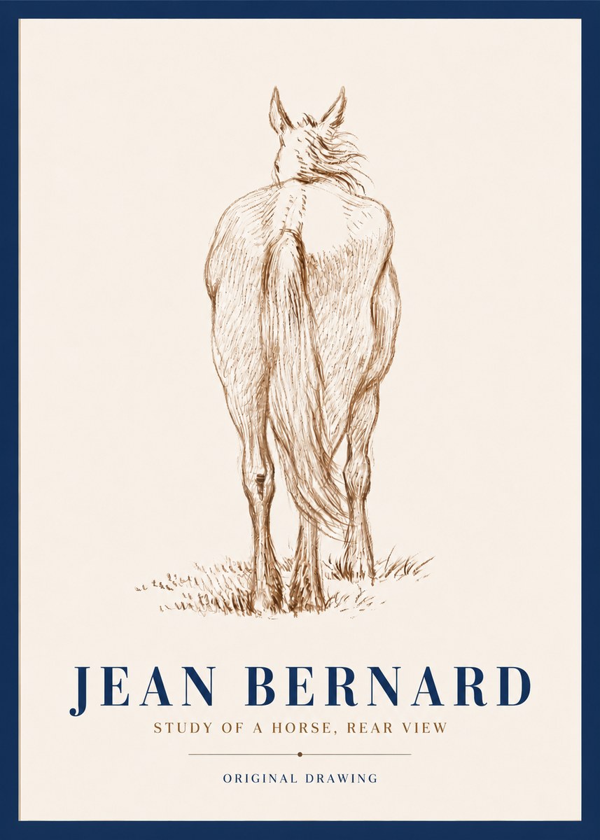 Jean Bernard Study of a Horse, Rear View No4 - Póster