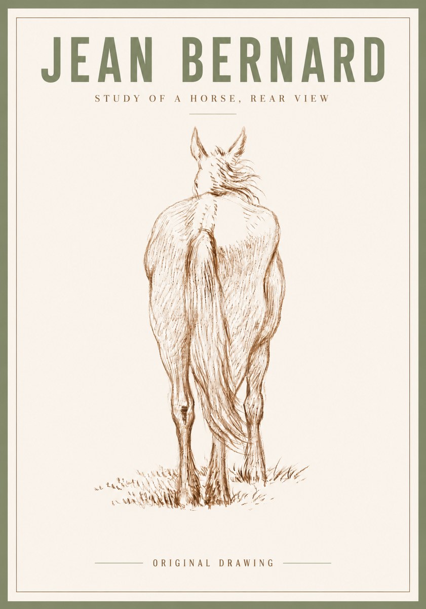Jean Bernard Study of a Horse, Rear View No5 - Póster