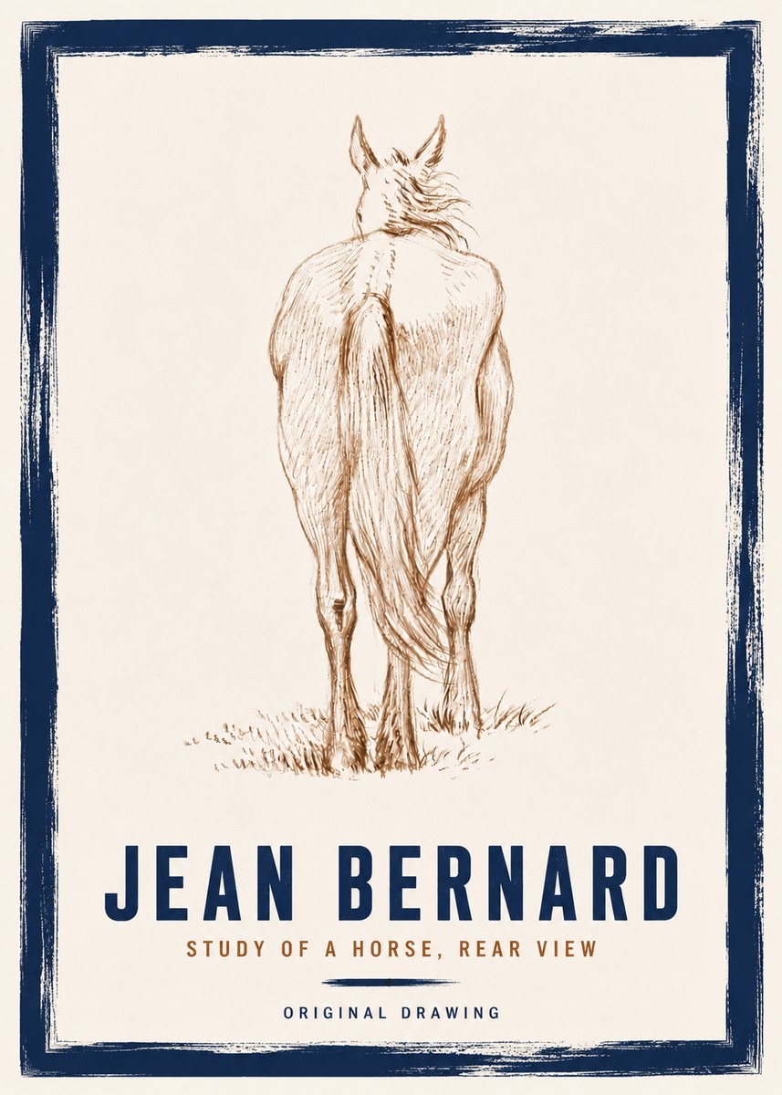 Jean Bernard Study of a Horse, Rear View No6 - Póster