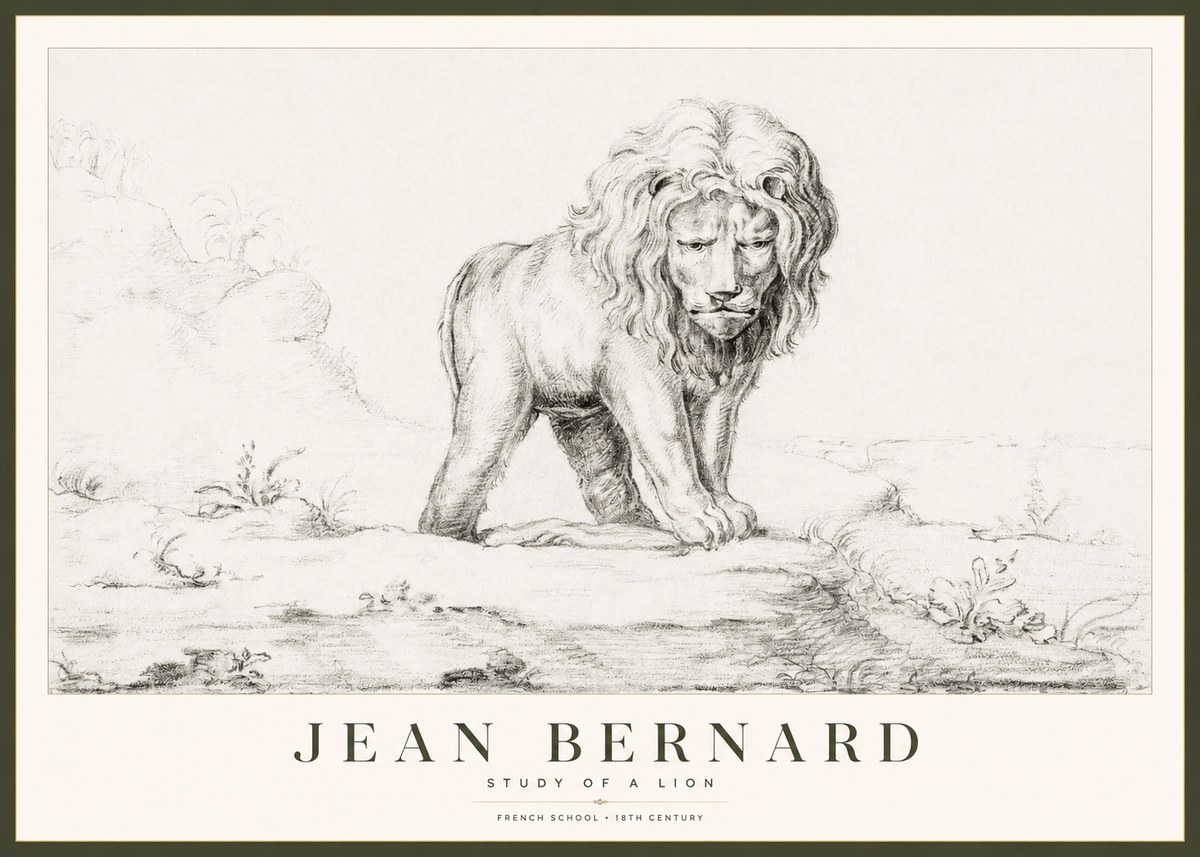 Jean Bernard Study of a Lion I No1 - Póster
