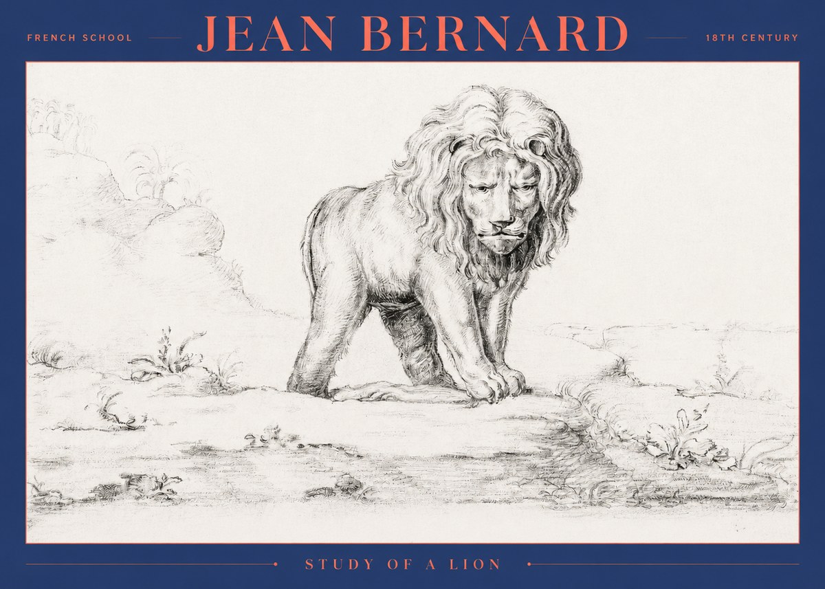 Jean Bernard Study of a Lion I No2 - Póster