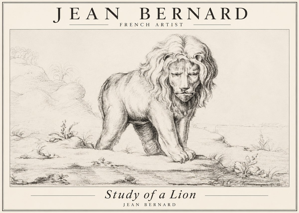 Jean Bernard Study of a Lion I No3 - Póster