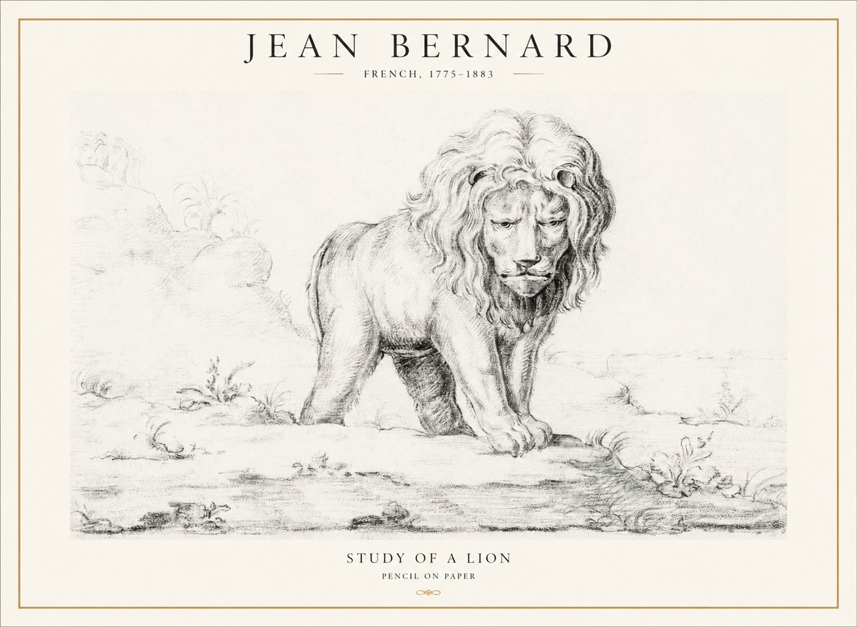 Jean Bernard Study of a Lion I No4 - Póster