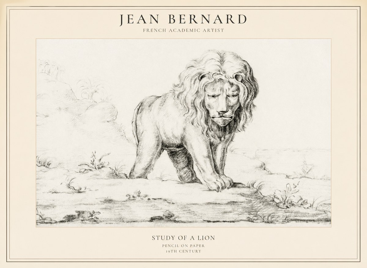 Jean Bernard Study of a Lion I No5 - Póster