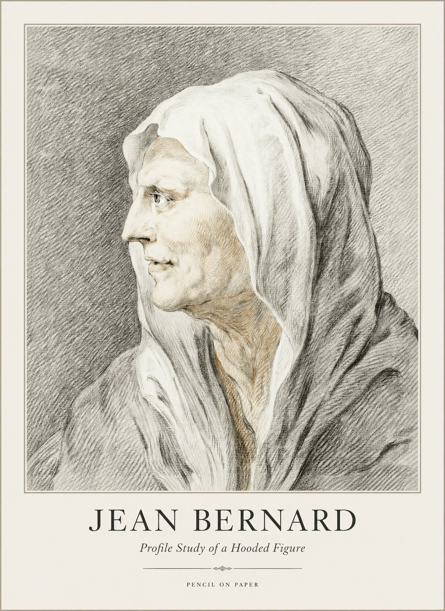 Jean Bernard Profile Study of a Hooded Figure No1 - Póster