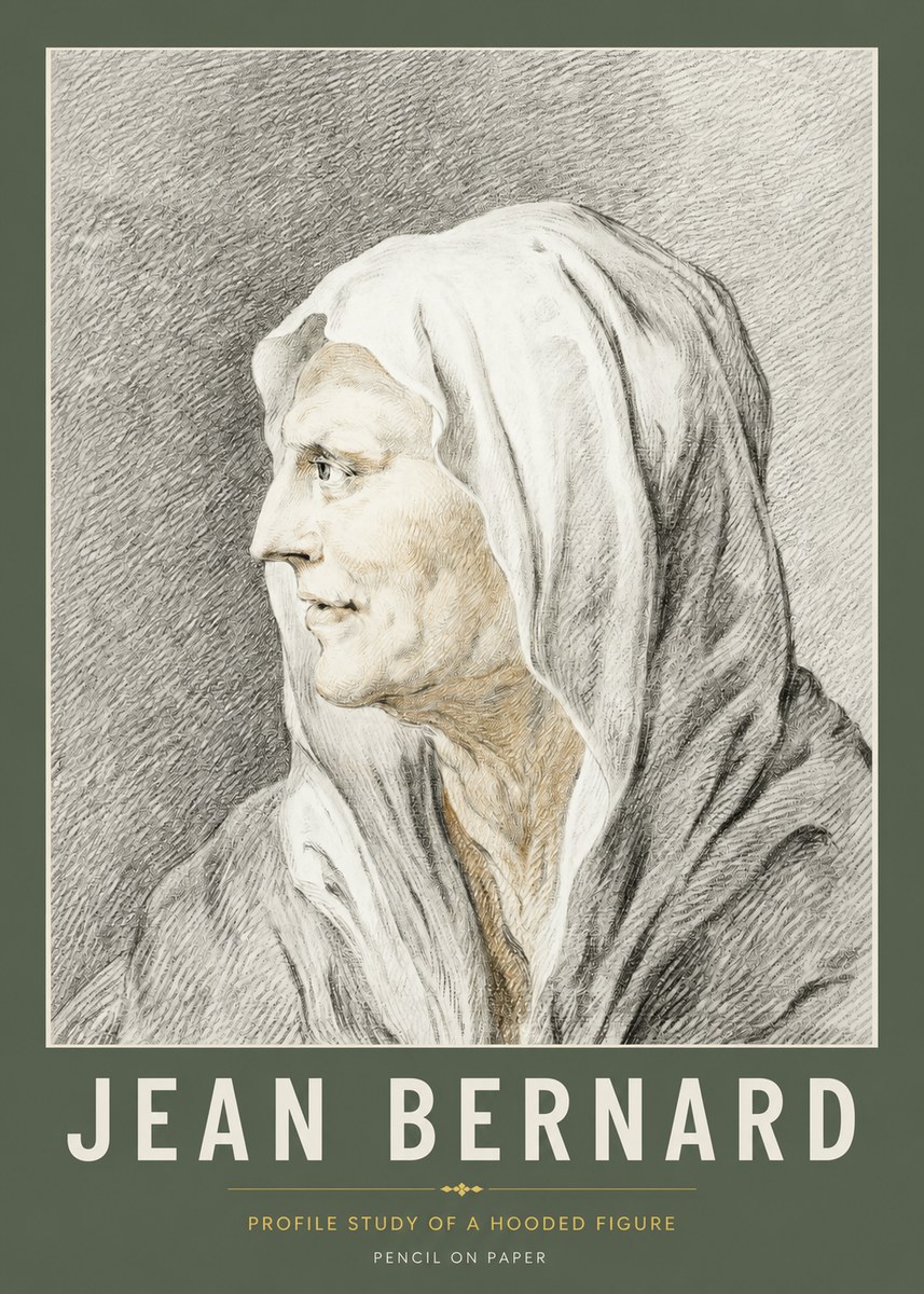Jean Bernard Profile Study of a Hooded Figure No2 - Póster