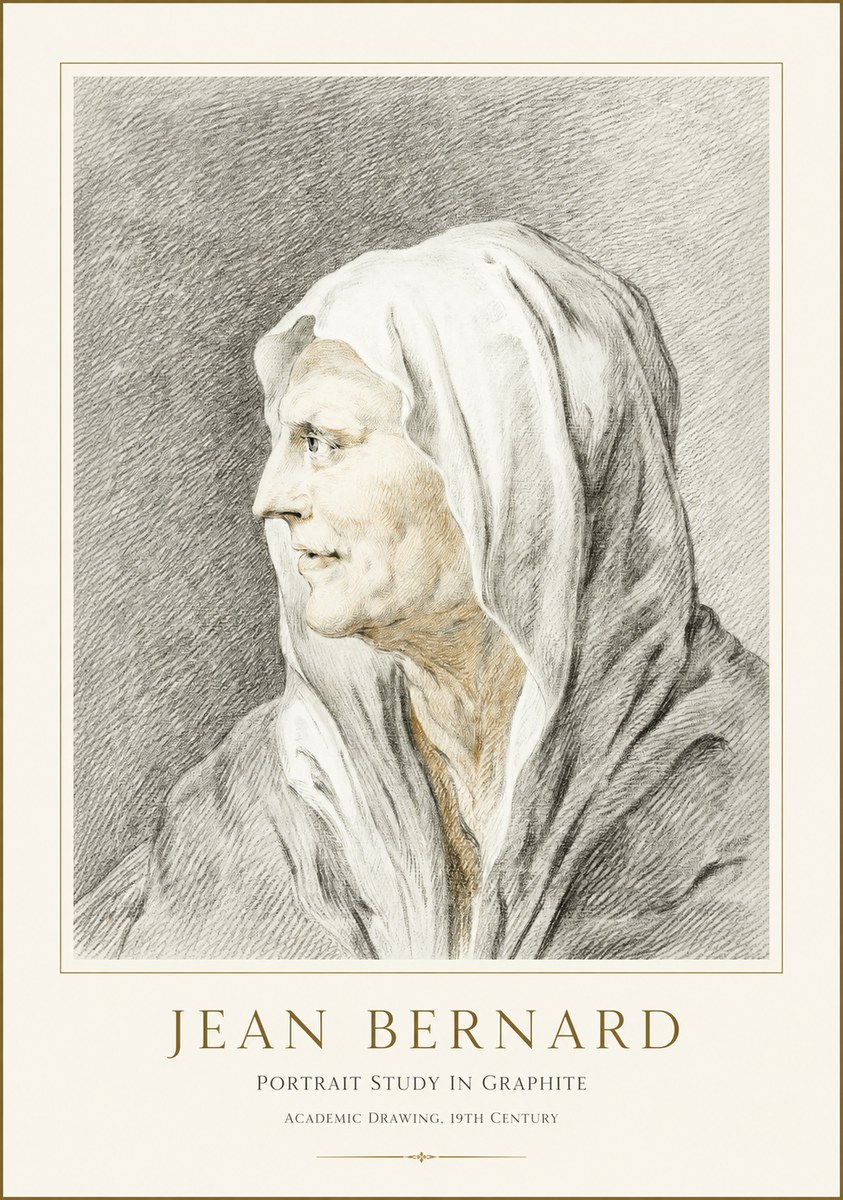 Jean Bernard Profile Study of a Hooded Figure No3 - Póster