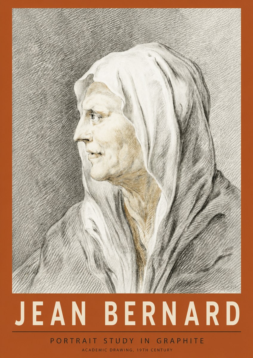 Jean Bernard Profile Study of a Hooded Figure No4 - Póster