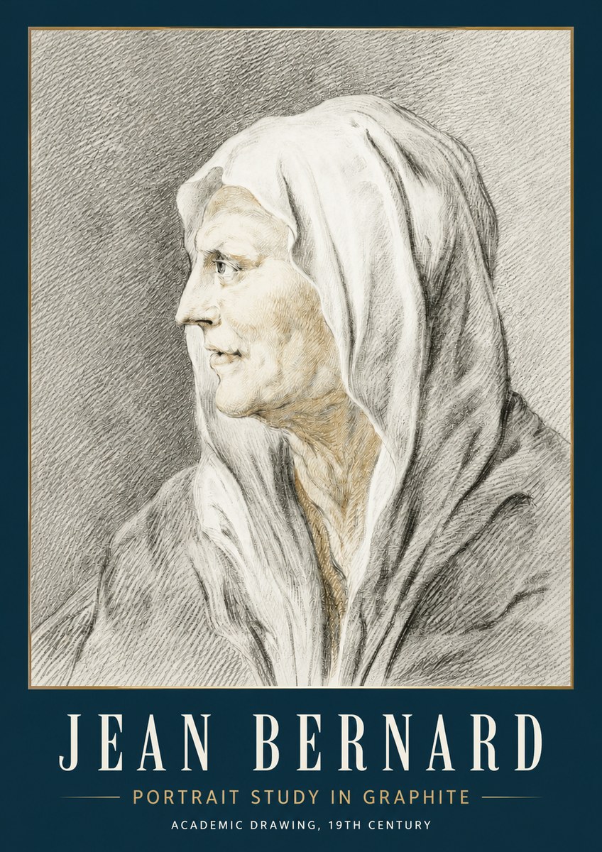 Jean Bernard Profile Study of a Hooded Figure No5 - Póster