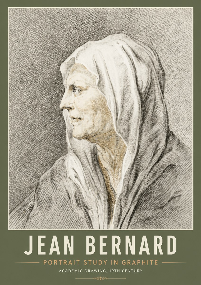 Jean Bernard Profile Study of a Hooded Figure No6 - Póster