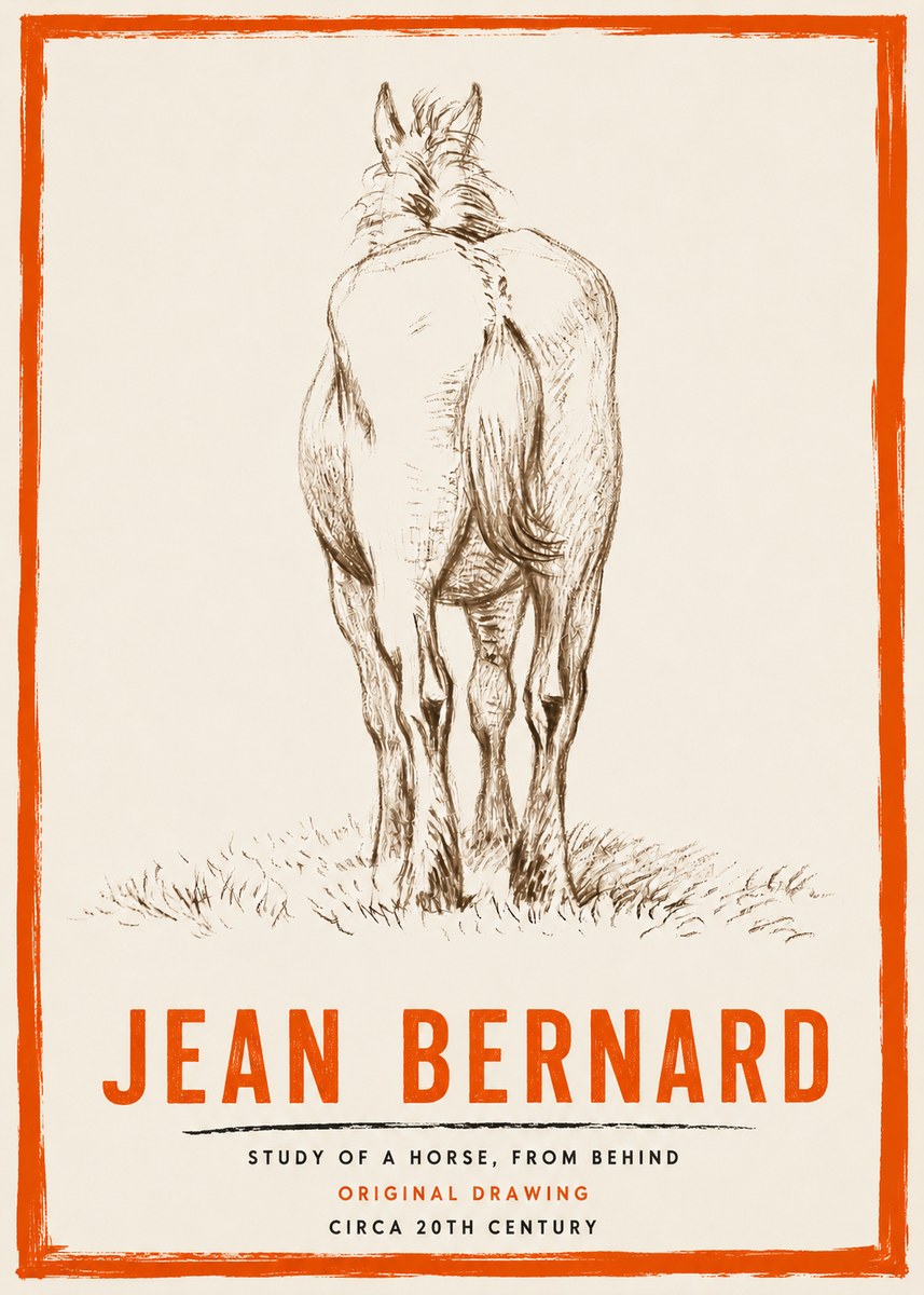Jean Bernard Horse Study - from Behind No4 - Póster