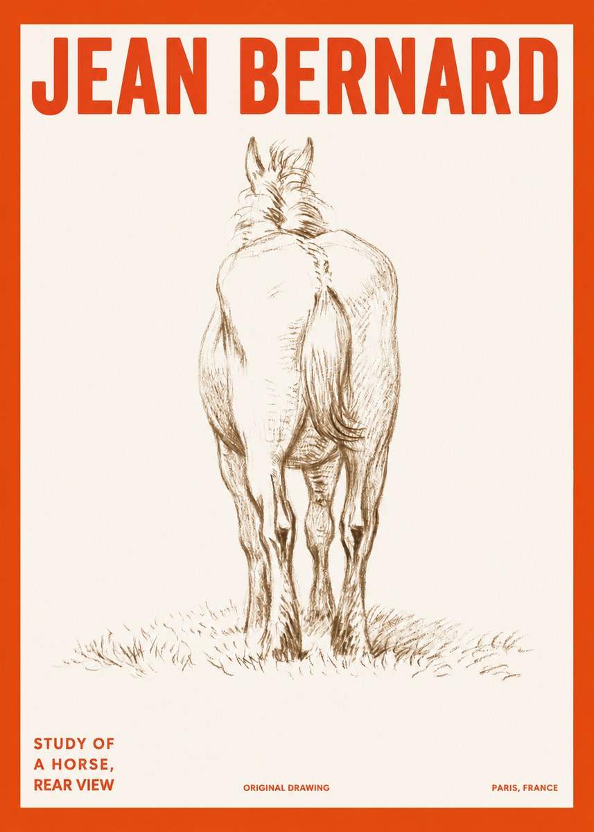 Jean Bernard Horse Study - from Behind No6 - Póster