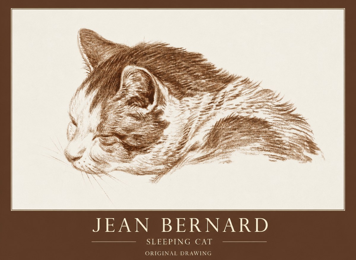 Jean Bernard Sleeping Cat II No1 - Póster
