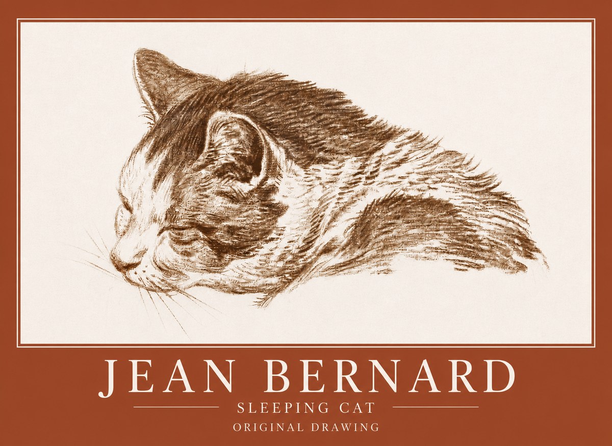 Jean Bernard Sleeping Cat II No4 - Póster