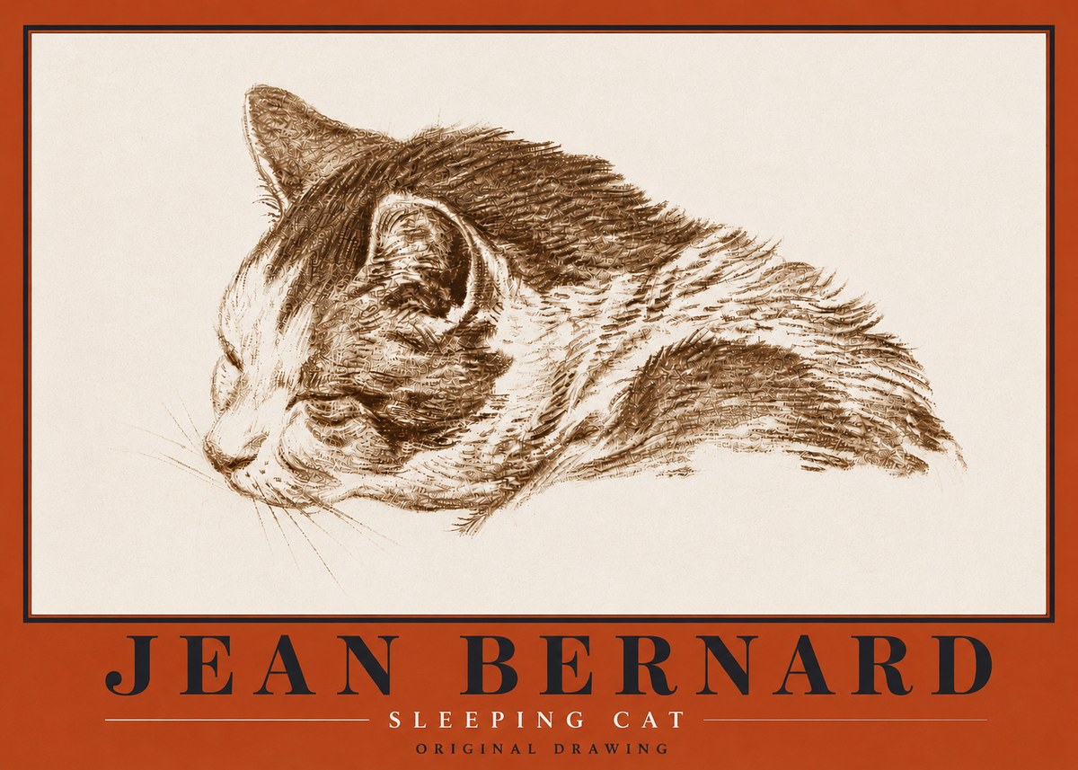 Jean Bernard Sleeping Cat II No5 - Póster