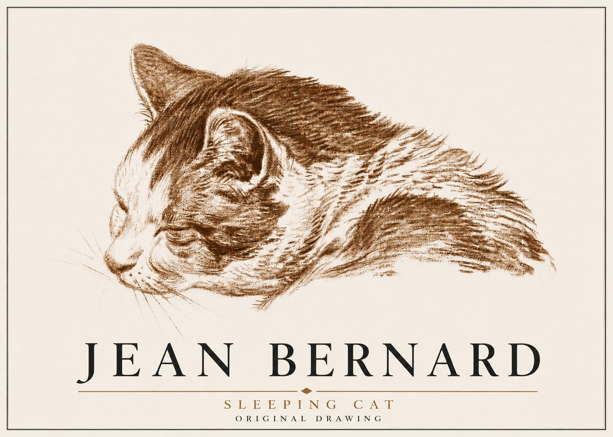 Jean Bernard Sleeping Cat II No6 - Póster