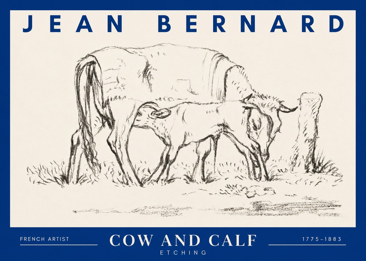 Jean Bernard Cow and Calf I No2 - Póster