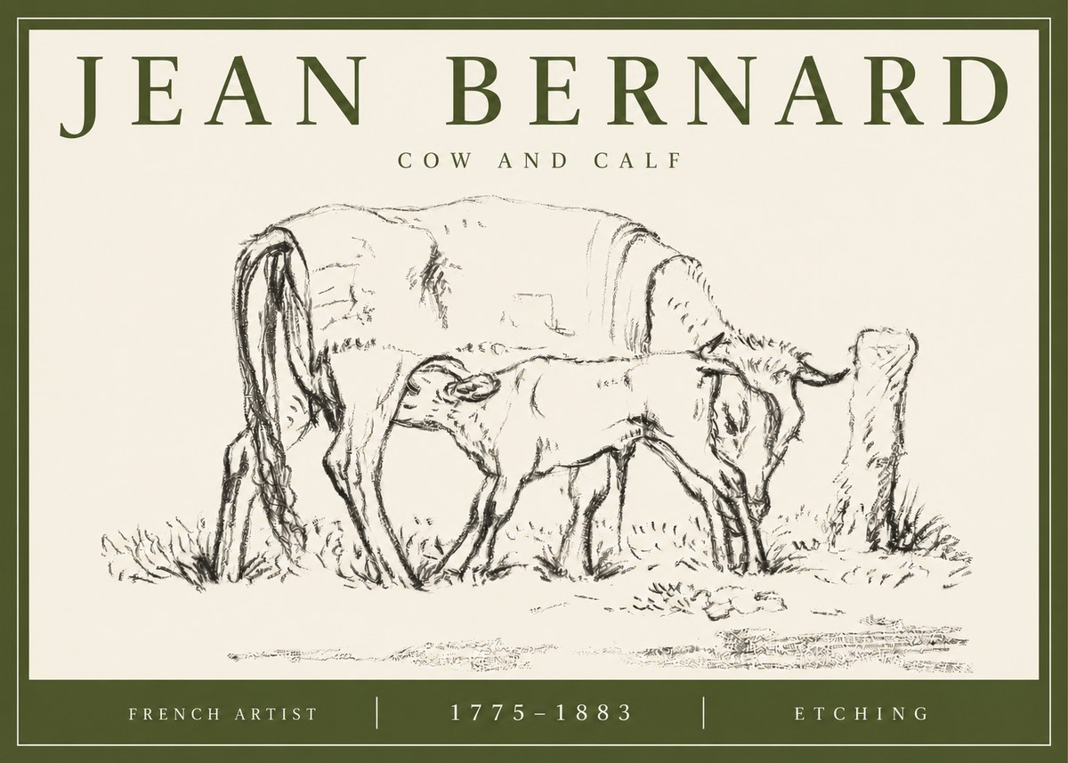 Jean Bernard Cow and Calf I No3 - Póster