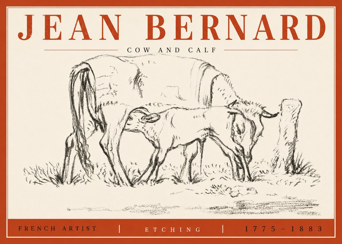 Jean Bernard Cow and Calf I No4 - Póster