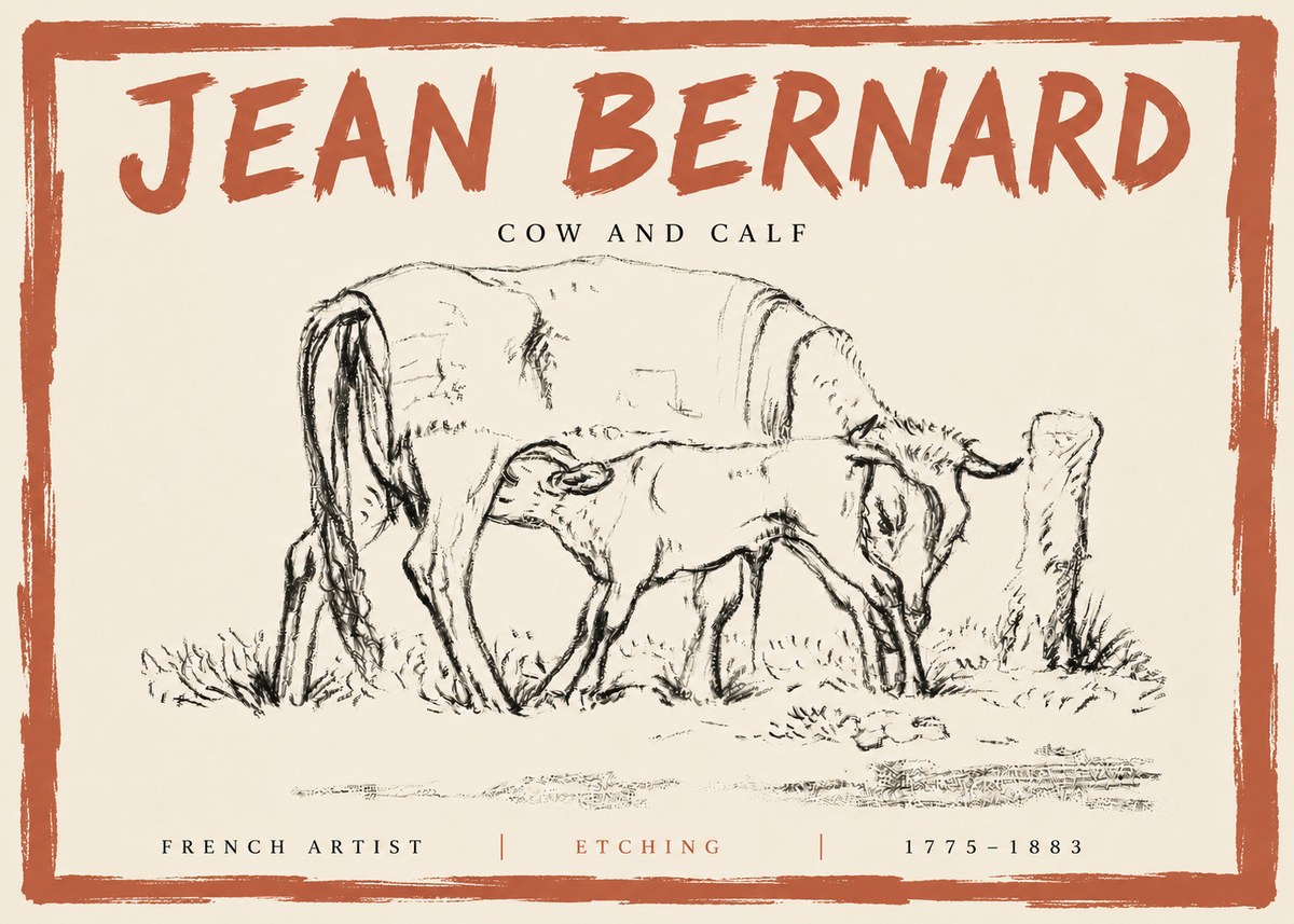 Jean Bernard Cow and Calf I No5 - Póster