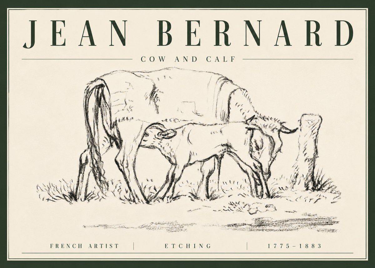 Jean Bernard Cow and Calf I No6 - Póster