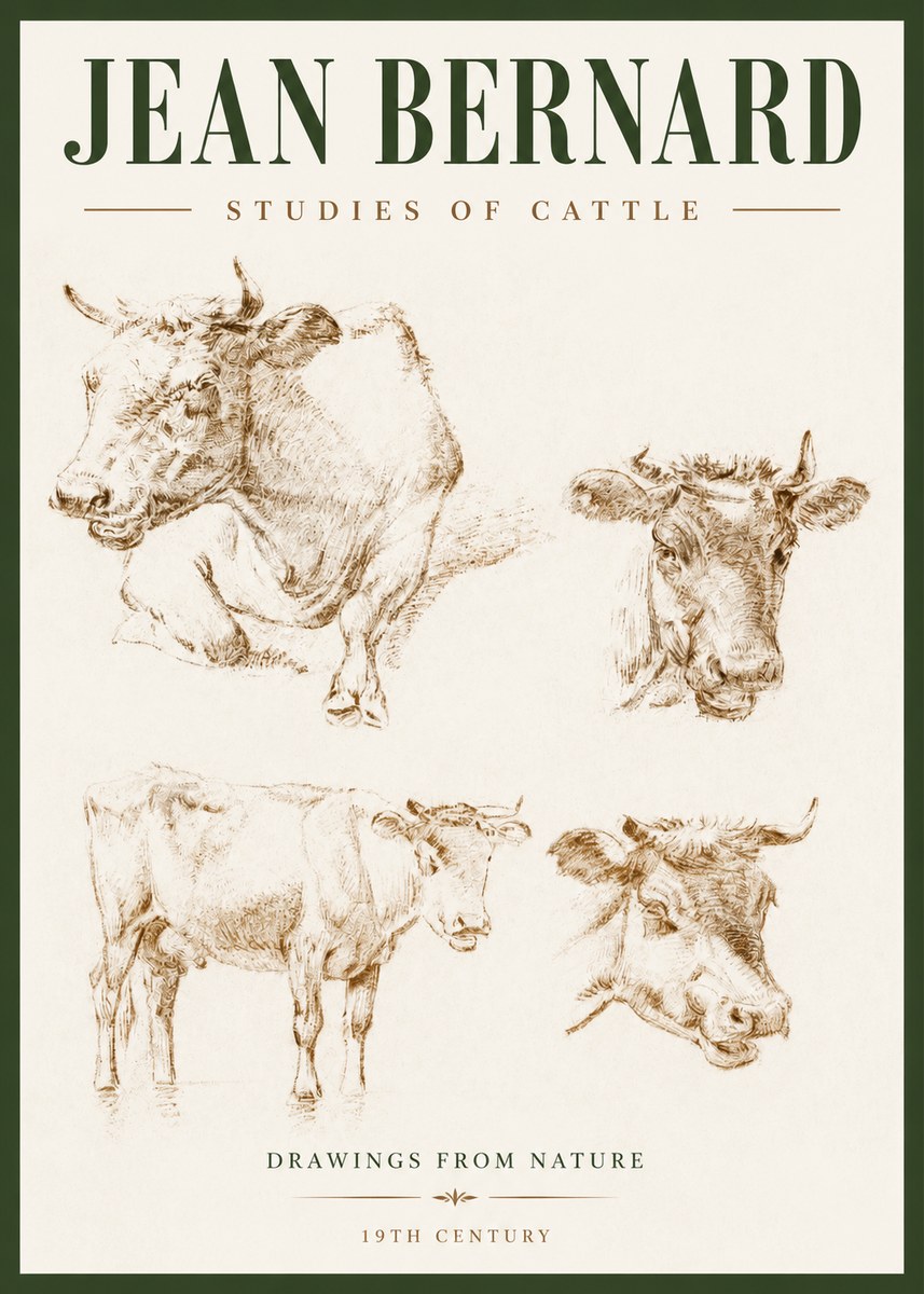 Jean Bernard Studies of Cattle II No2 - Póster