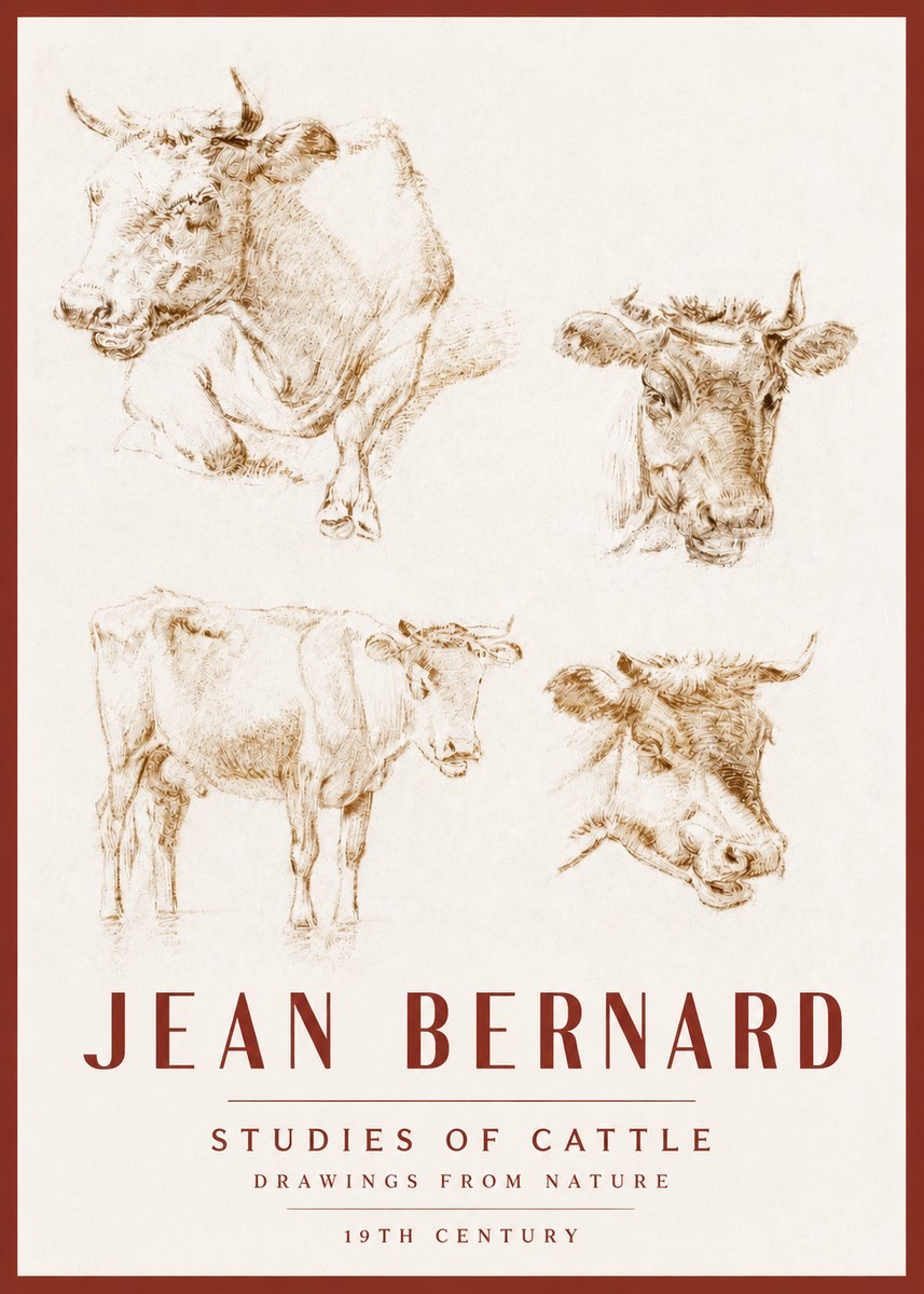 Jean Bernard Studies of Cattle II No3 - Póster