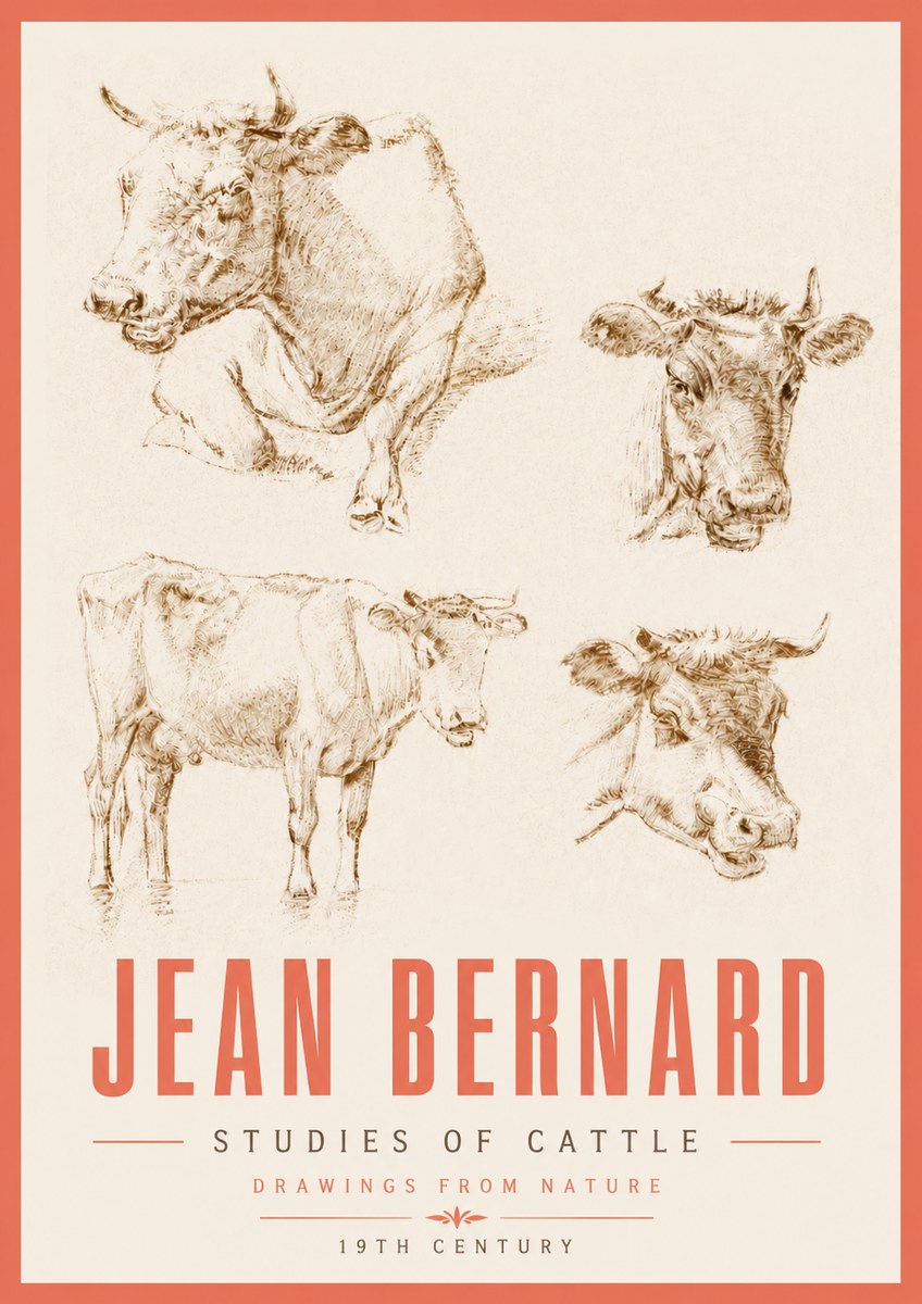 Jean Bernard Studies of Cattle II No5 - Póster