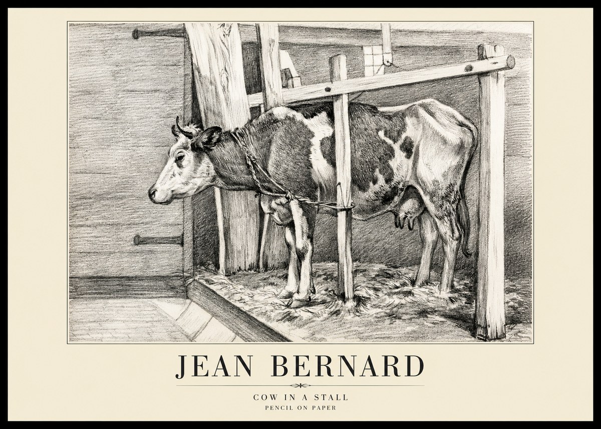 Jean Bernard Cow in a Stall No1 - Póster