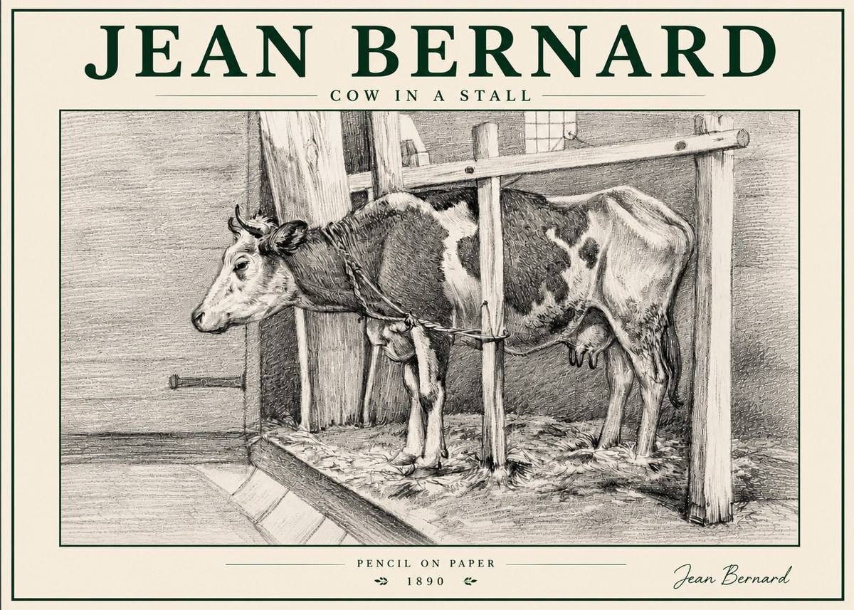 Jean Bernard Cow in a Stall No6 - Póster