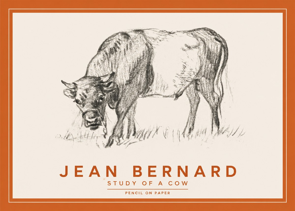 Jean Bernard Study of a Cow II No2 - Póster